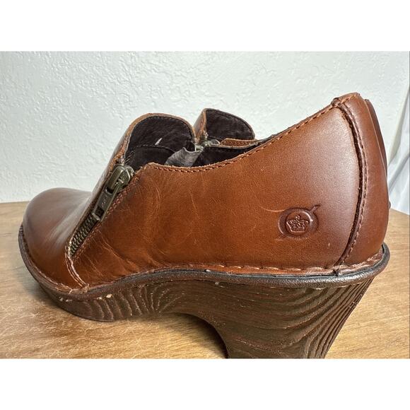 Women's Born Clogs Brown Leather Lightweight Size 9 Side Zip Classic Shoes EUC - Picture 5 of 13